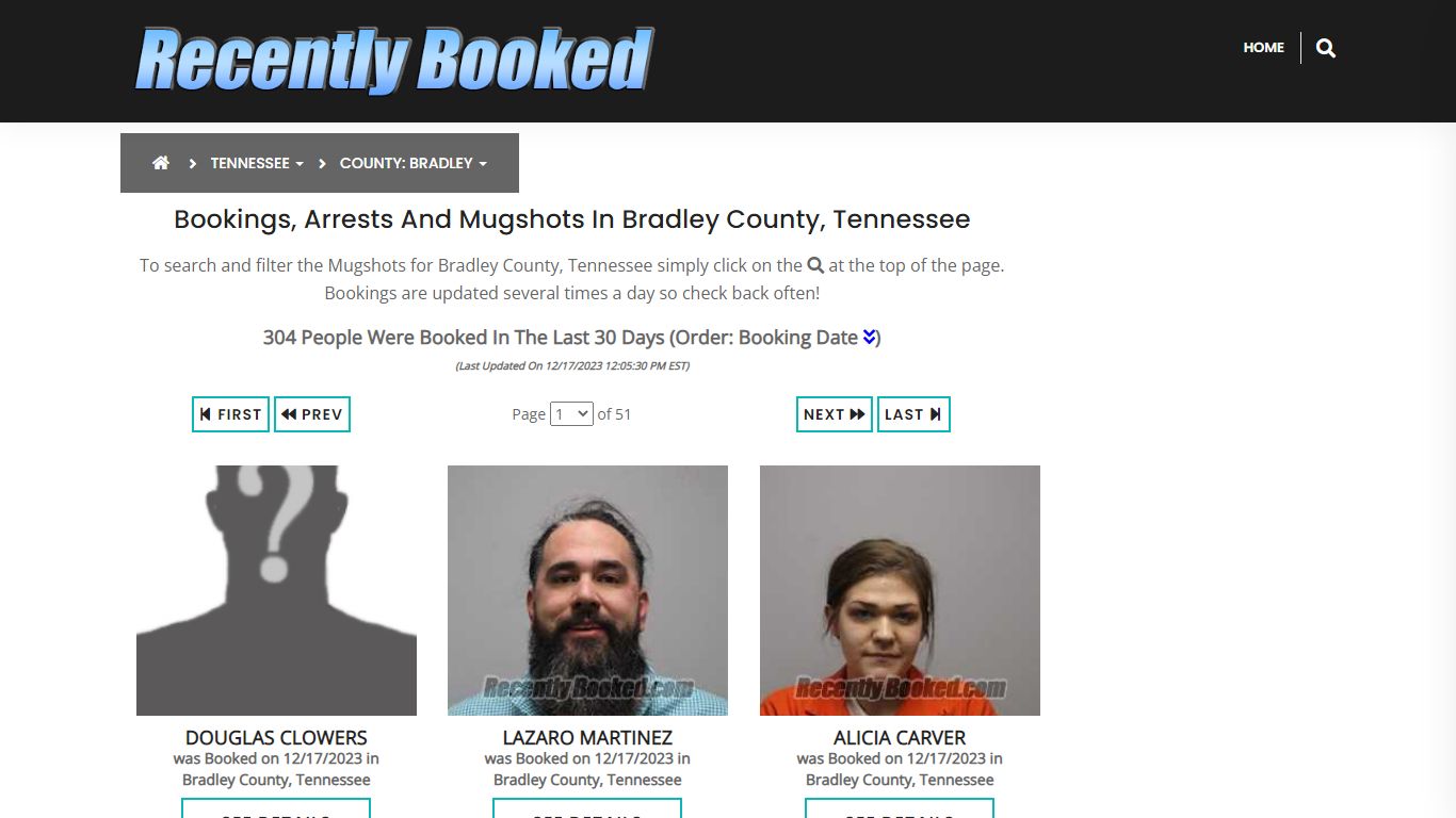 Bookings, Arrests and Mugshots in Bradley County, Tennessee